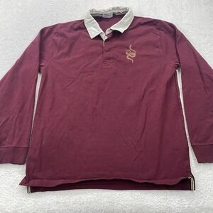 Doomsday Co Rugby‎ Polo Shirt 2XL Long Sleeve LS Red Burgundy Gold Snake Mens